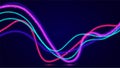 Abstract neon light background, neon waves, neon colorful lines, laser show. illustration Royalty Free Stock Photo