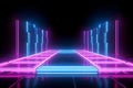 Abstract neon light geometric background. Glowing neon lines. Empty futuristic stage laser. Colorful rectangular laser lines. Royalty Free Stock Photo