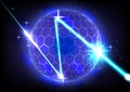 Abstract neon light and laser background. Futuristic interface. Virtual reality technology screen. Sphere of hi-tech speed