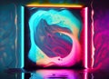 Abstract neon light paint background on digital art, Generative AI