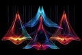 abstract neon light shapes suspended in darkness Royalty Free Stock Photo