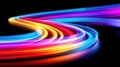 Abstract Neon Light Streaks Curved in Dynamic Motion Royalty Free Stock Photo
