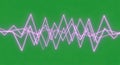 Abstract Neon Lines on Green Background: Energy, Data, Sound Wave Visualization Royalty Free Stock Photo