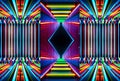 Abstract neon lines pattern symmetrical seamless wallpaper