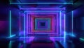 Neon Cube Tunnel Scene with Futuristic Multicolor Lights Royalty Free Stock Photo