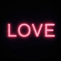 Abstract Neon Love Sign with Glitch-Style Effect on a Black Background Royalty Free Stock Photo