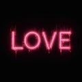 Abstract Neon Love Sign with Glitch-Style Effect on a Black Background Royalty Free Stock Photo