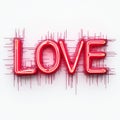 Abstract Neon Love Sign with Glitch-Style Effect Isolated on a White Background Royalty Free Stock Photo