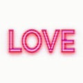 Abstract Neon Love Sign with Glitch-Style Effect Isolated on a White Background Royalty Free Stock Photo