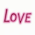 Abstract Neon Love Sign with Glitch-Style Effect Isolated on a White Background Royalty Free Stock Photo