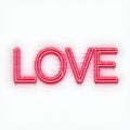 Abstract Neon Love Sign with Glitch-Style Effect Isolated on a White Background Royalty Free Stock Photo