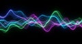 Abstract Neon Particle Waveform on Black Background Royalty Free Stock Photo