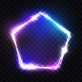 Neon Pentagon Frame On Transparent Background