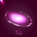 Abstract neon pink oval frame with stars and flares