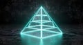 Abstract Neon Pyramid Structure Glowing in Dark Environment Royalty Free Stock Photo