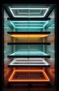 Abstract neon server rack cabinet with glowing frames Royalty Free Stock Photo