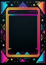Abstract neon shape frame 80s retro nostalgic Royalty Free Stock Photo