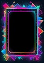 Abstract neon shape frame 80s retro nostalgic Royalty Free Stock Photo