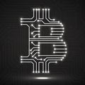Abstract sign bitcoin from circuit board