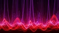 Abstract Neon Sound Wave Visualization with Red and Purple Glowing Lines on Black Background Royalty Free Stock Photo