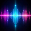 Abstract Neon Sound Waveform in Cyan Blue and Pink Glowing with Dark Background equalizer Royalty Free Stock Photo