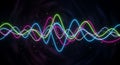 Abstract Neon Sound Waveform with Glowing Lines and Particles on Dark Background Royalty Free Stock Photo