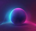 Abstract neon sphere with blue and purple gradient background Royalty Free Stock Photo