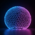 Abstract Neon Sphere with Hexagon Pattern Royalty Free Stock Photo