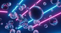 Abstract Neon Spheres and Lines A Futuristic Composition Royalty Free Stock Photo