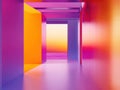 Abstract Neon Sunset Corridor, A Journey of Color and Perspective Royalty Free Stock Photo