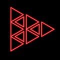 Abstract neon from triangle. Red glowing geometric figures