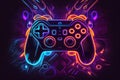 abstract neon video game controller for cyber gaming. generative AI Royalty Free Stock Photo