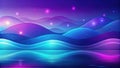 Abstract neon wave landscape with glowing lights and reflective surface. Generative AI Royalty Free Stock Photo