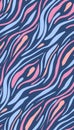 Abstract neon zebra skin texture. Vector seamless pattern with pink and blue stripes on a purple background Royalty Free Stock Photo