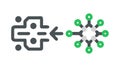 Abstract Network Arrow Icon, Data Flow, Digital Connection, Pathway, vector design Generative AI Royalty Free Stock Photo