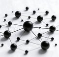 Abstract Network of Black Spherical Nodes Connected by Lines on White Royalty Free Stock Photo