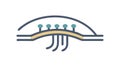 Abstract Network Bridge Icon: Data Flow, Connectivity, Digital Architecture, vector design Generative AI Royalty Free Stock Photo