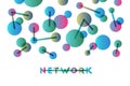 Abstract network concept with colorful dots connected by lines Royalty Free Stock Photo