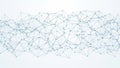 Abstract network of connected blue dots and lines forming a complex web structure against a light background Royalty Free Stock Photo