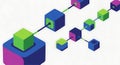 Abstract Network of Connected Cubes, Blockchain Concept, Data Flow, Digital Technology, Seamless Pattern Royalty Free Stock Photo