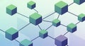 Abstract network of connected cubes, technology concept, blockchain and data flow visualization Royalty Free Stock Photo