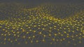 Abstract network of connected dots and lines forming a waving digital plexus surface. Royalty Free Stock Photo