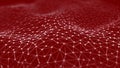 Abstract network of connected dots and lines forming a waving digital plexus surface. Royalty Free Stock Photo