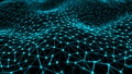 Abstract network of connected dots and lines forming a waving digital plexus surface. Royalty Free Stock Photo