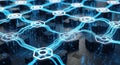 Abstract network of connected hexagonal nodes representing blockchain technology Royalty Free Stock Photo