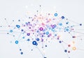 Abstract network of connected nodes and lines illustrating digital communication and data flow Royalty Free Stock Photo