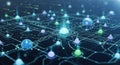 Abstract network of connected nodes representing blockchain technology and decentralized systems Royalty Free Stock Photo