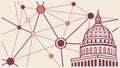 Abstract Network Connecting to The Capitol Building for GovTech Concept, vector design Generative AI Royalty Free Stock Photo