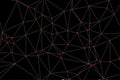 Abstract network connection on black background with red glowing dots, digital communication technology concept Royalty Free Stock Photo