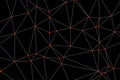 Abstract network connection on black background with red glowing nodes, concept of digital data Royalty Free Stock Photo